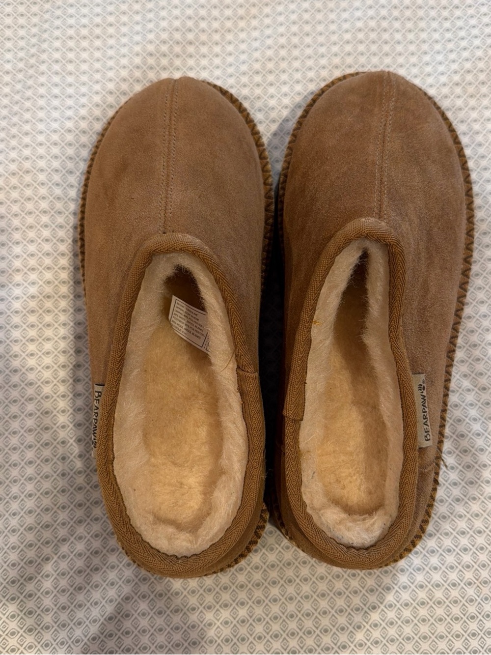 BearPaw Women’s Chestnut Suede Slip-On Shearling Loafers